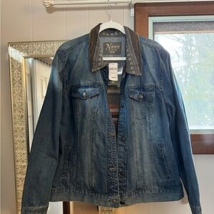 Natural Reflections Blue Denim Jacket with Brown Accents